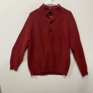 Banana Republic Men's Red Italian Yarn Mock Neck Button Sweater XL